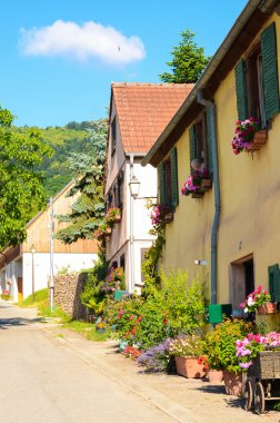 Kasaba meydanında Riquewihr, Alsace, Fransa