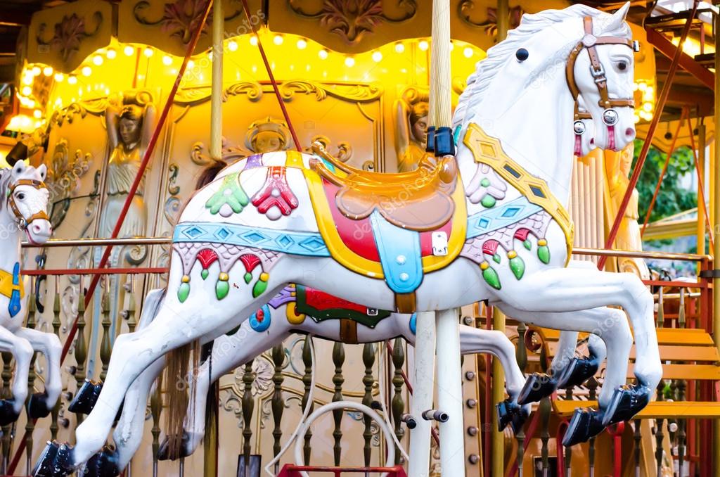 Vintage merry-go-round wooden horses