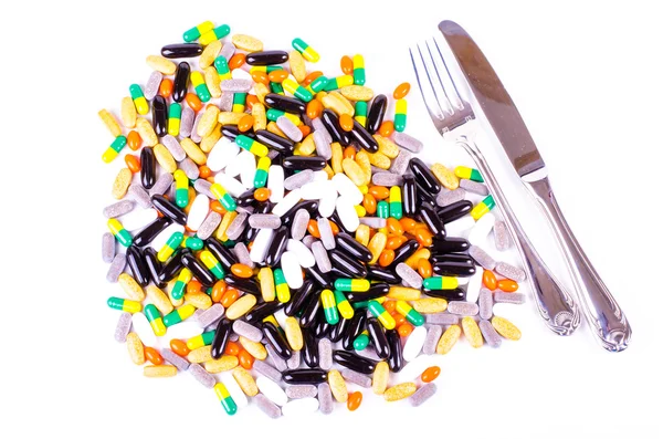 Viele verschiedene Medikamente, Pillen, Medikamente, Nahrungsergänzungsmittel — Stockfoto