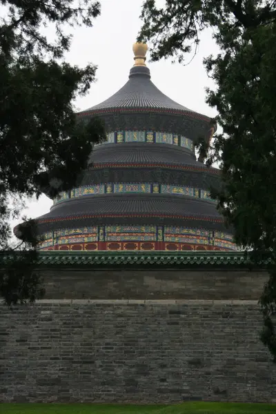 Oude Gebouwen Achter Stadsmuur Pagoda Poorttoren — Stockfoto