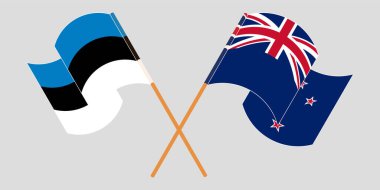 Yeni Zelanda ve Estonya 'nın çapraz ve dalgalı bayrakları