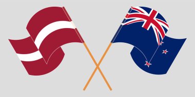 Yeni Zelanda ve Letonya 'nın çapraz ve dalgalı bayrakları