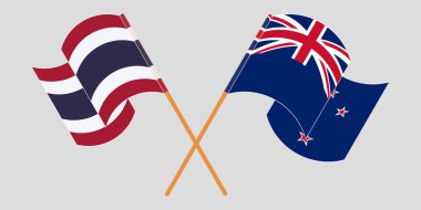 Yeni Zelanda ve Tayland 'ın çapraz ve dalgalı bayrakları