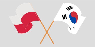 Polonya ve Güney Kore 'nin çapraz ve dalgalı bayrakları