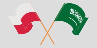 Polonya ve Suudi Arabistan Krallığı 'nın çapraz ve dalgalı bayrakları