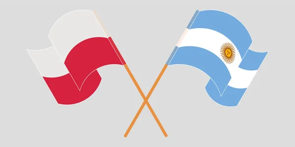 跨越并挥动波兰和阿根廷的国旗 — 图库矢量图片