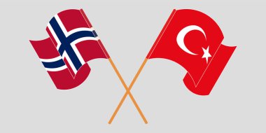 Türkiye ve Norveç 'in çapraz ve dalgalı bayrakları