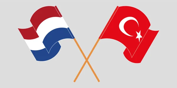 トルコとオランダの旗を交互に振って — ストックベクタ