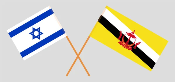 Bandiere incrociate di Brunei e Israele — Vettoriale Stock