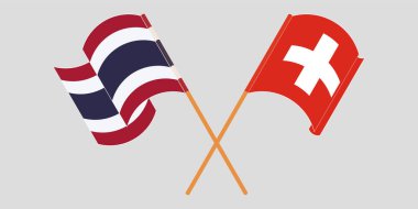 Çapraz ve dalgalı İsviçre ve Tayland bayrakları