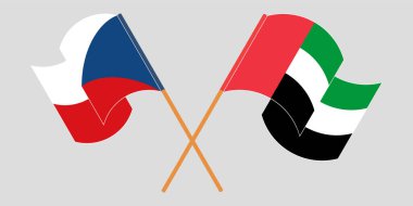 Çek Cumhuriyeti ve Birleşik Arap Emirlikleri 'nin çapraz ve dalgalı bayrakları