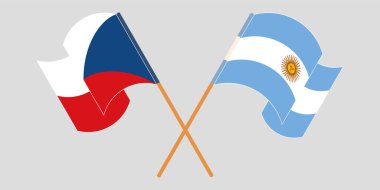Çek Cumhuriyeti ve Arjantin 'in çapraz ve dalgalı bayrakları