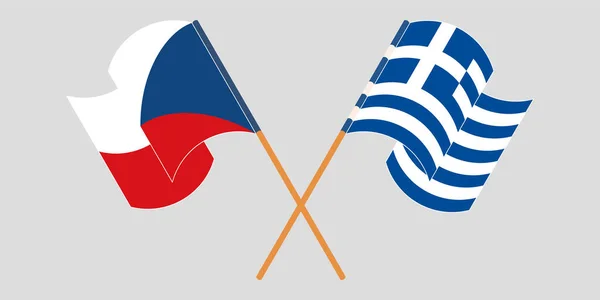 チェコ共和国とギリシャの旗を交互に振って — ストックベクタ
