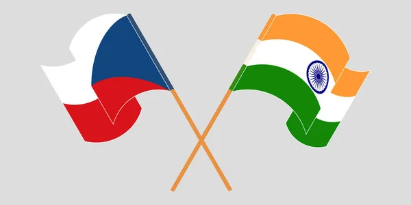チェコ共和国とインドの旗を交互に振って — ストックベクタ
