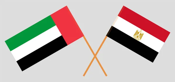 Σταυρωτές σημαίες της Αιγύπτου και των Ηνωμένων Αραβικών Εμιράτων — Διανυσματικό Αρχείο