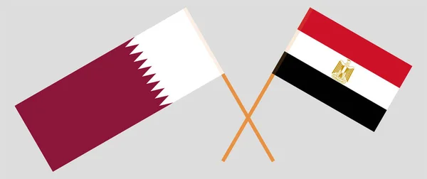 Перекрещенные флаги Египта и Катара — стоковый вектор