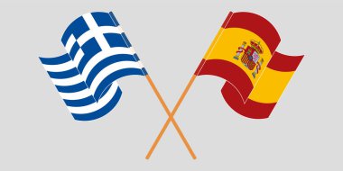 Yunanistan ve İspanya 'nın çapraz ve dalgalı bayrakları