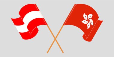 Hong Kong ve Avusturya 'nın çapraz ve dalgalı bayrakları