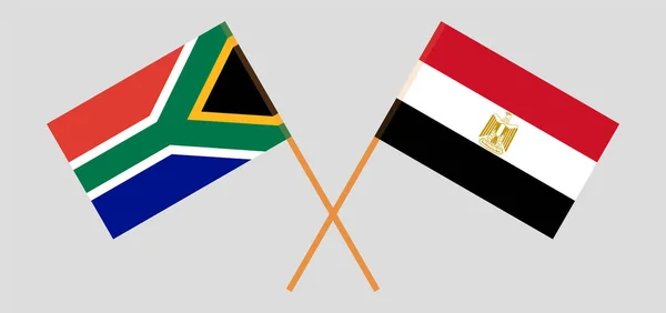 Drapeaux croisés de l'Egypte et de la RSA — Image vectorielle