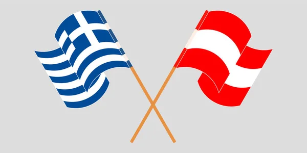 ギリシャとオーストリアの旗を交互に振って — ストックベクタ