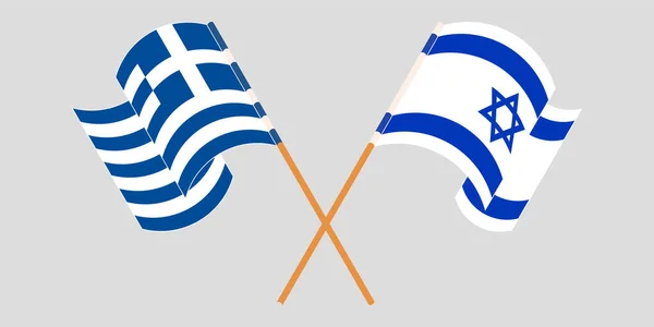 ギリシャとイスラエルの旗を交互に振って — ストックベクタ