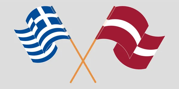 ギリシャとラトビアの旗を交互に振って — ストックベクタ