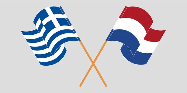 ギリシャとオランダの旗を交互に振って — ストックベクタ