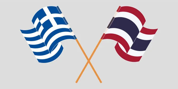 ギリシャとタイの旗を交互に振って — ストックベクタ