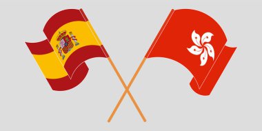 Hong Kong ve İspanya 'nın çapraz ve dalgalı bayrakları