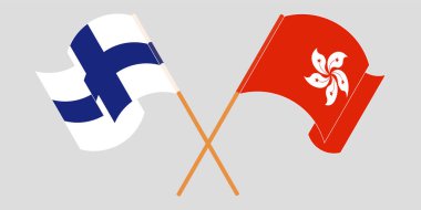 Hong Kong ve Finlandiya 'nın çapraz ve dalgalı bayrakları