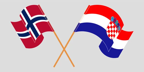 クロアチアとノルウェーの旗を交互に振って — ストックベクタ