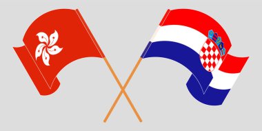 Hırvatistan ve Hong Kong 'un çapraz ve dalgalı bayrakları