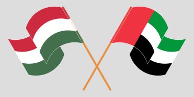Macaristan ve Birleşik Arap Emirlikleri 'nin çapraz ve dalgalı bayrakları