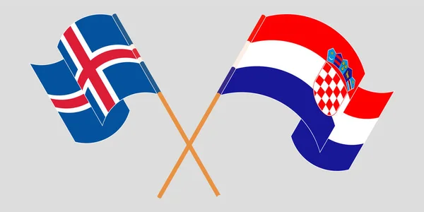 クロアチアとアイスランドの旗を交互に振って — ストックベクタ