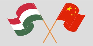 Macaristan ve Çin 'in çapraz ve dalgalı bayrakları