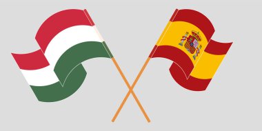 Macaristan ve İspanya 'nın çapraz ve dalgalı bayrakları