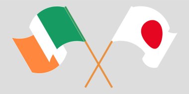 İrlanda ve Japonya 'nın çapraz ve dalgalı bayrakları