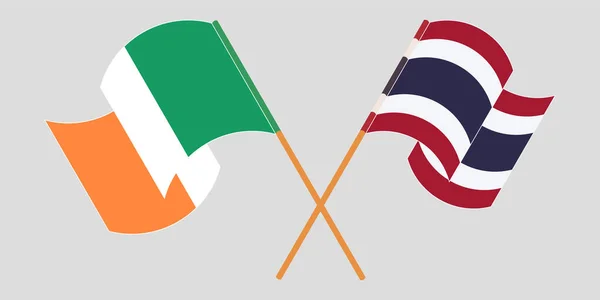 Irlands och Thailands flagga för kryssningar och viftningar — Stock vektor