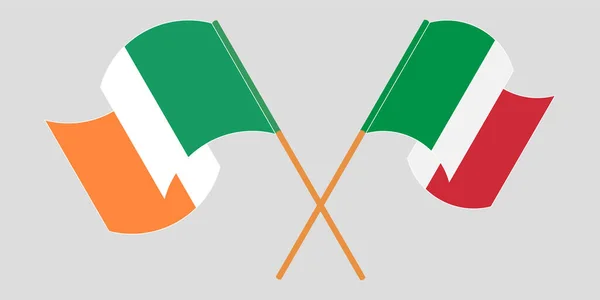 Διέσχισε και κυματίζει σημαίες της Ιρλανδίας και της Ιταλίας — Διανυσματικό Αρχείο