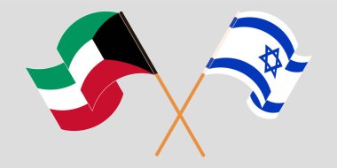 İsrail ve Kuveyt 'in çapraz ve dalgalı bayrakları