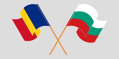 Romanya ve Bulgaristan 'ın çapraz ve dalgalı bayrakları