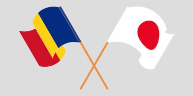 Romanya ve Japonya 'nın çapraz ve dalgalı bayrakları