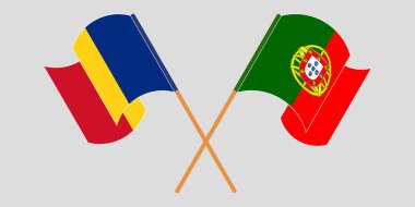 Romanya ve Portekiz 'in çapraz ve dalgalı bayrakları