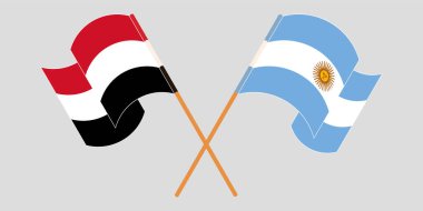 Yemen ve Arjantin 'in çapraz ve dalgalı bayrakları