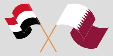 Yemen ve Katar 'ın çapraz ve dalgalı bayrakları