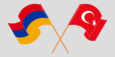 Ermenistan ve Türkiye 'nin çapraz ve dalgalı bayrakları