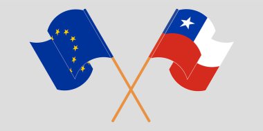 Şili ve AB 'nin çapraz ve dalgalı bayrakları
