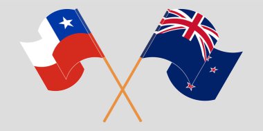 Şili ve Yeni Zelanda 'nın çapraz ve dalgalı bayrakları