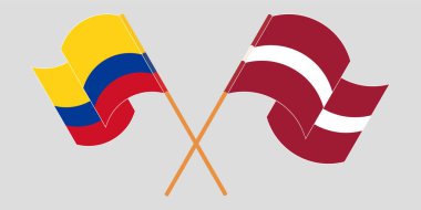 Kolombiya ve Letonya 'nın çapraz ve dalgalı bayrakları