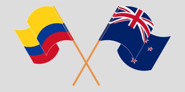 Kolombiya ve Yeni Zelanda 'nın çapraz ve dalgalı bayrakları